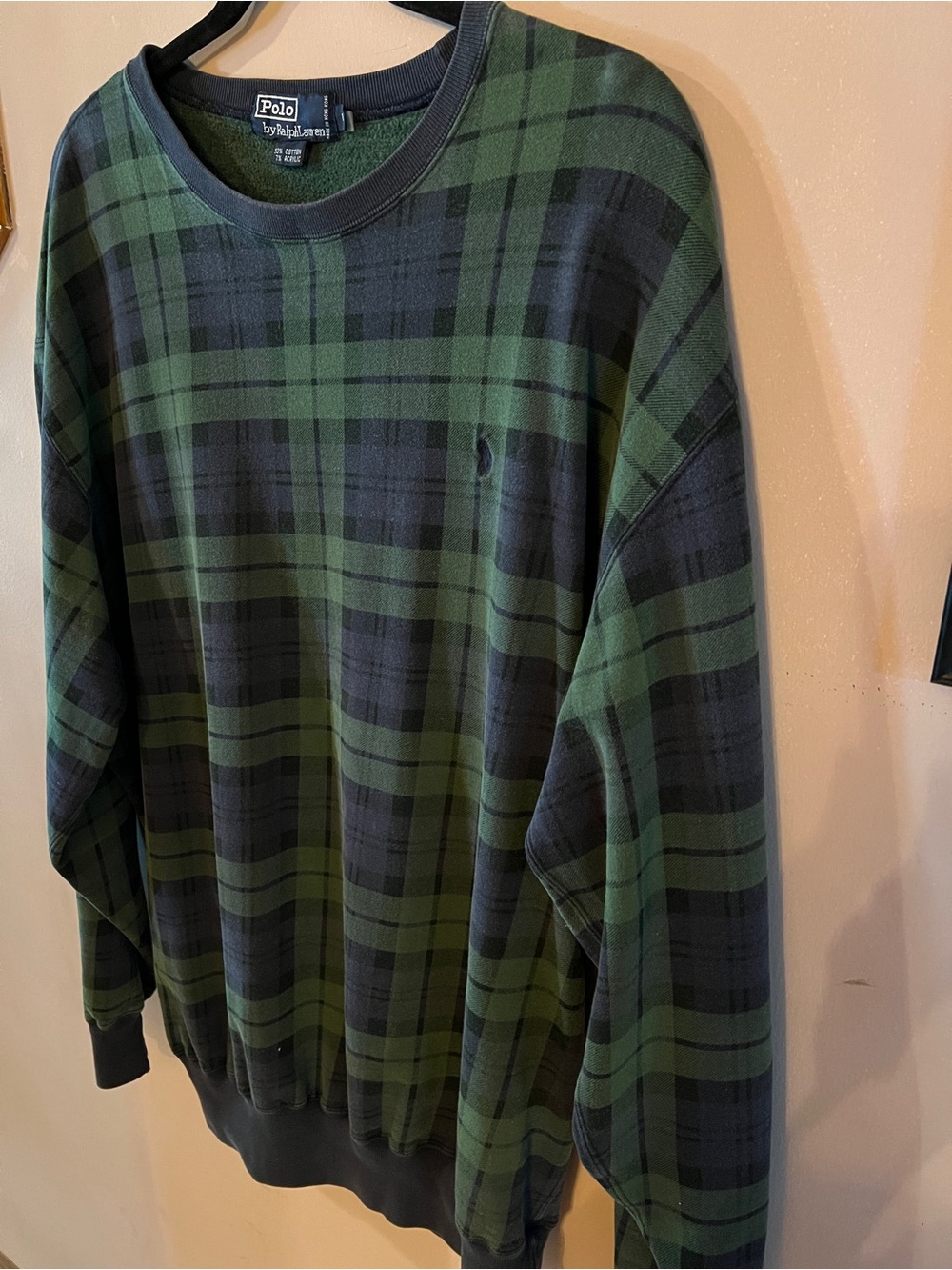 Polo Ralph Lauren vintage green and purple plaid sweatshirt. Beautiful!